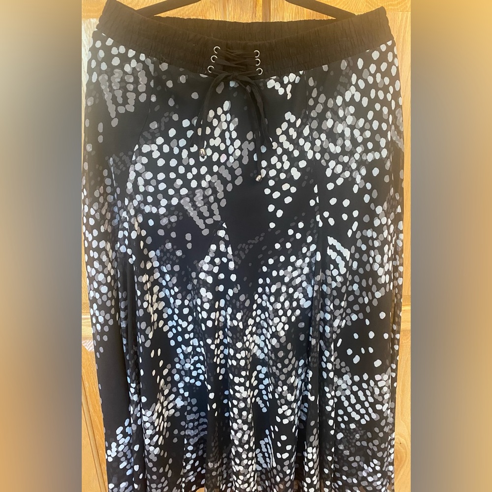 Corset waist Women's Black & White Lapis‎ Boho Long Skirt Size XL**NWOT